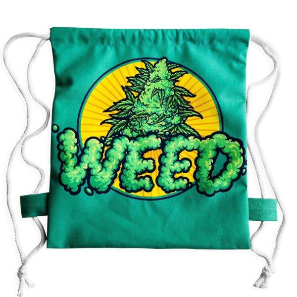 Green Weed Drawstring Bag