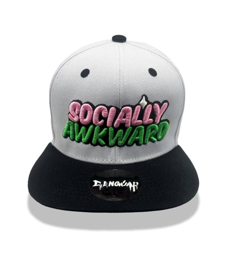 SOCIALLY AWKWARD 3D Embroidered Snapback Cap