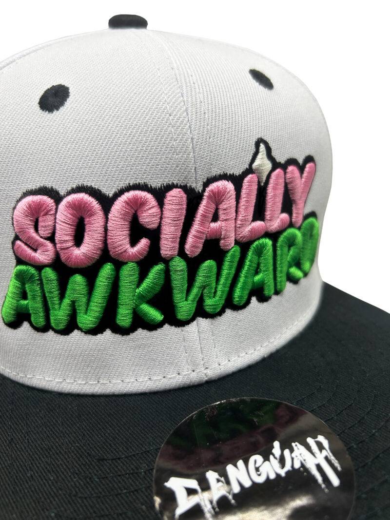 SOCIALLY AWKWARD 3D Embroidered Snapback Cap - Image 2