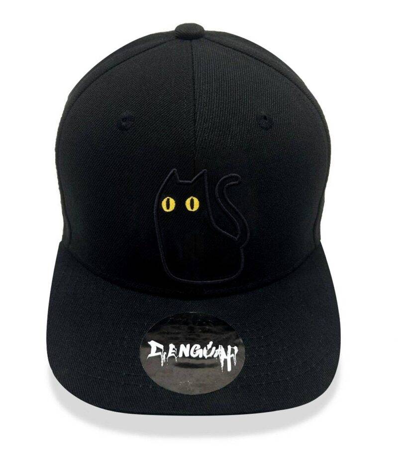 Cool looking Black Cat Starring Premium Black Cap