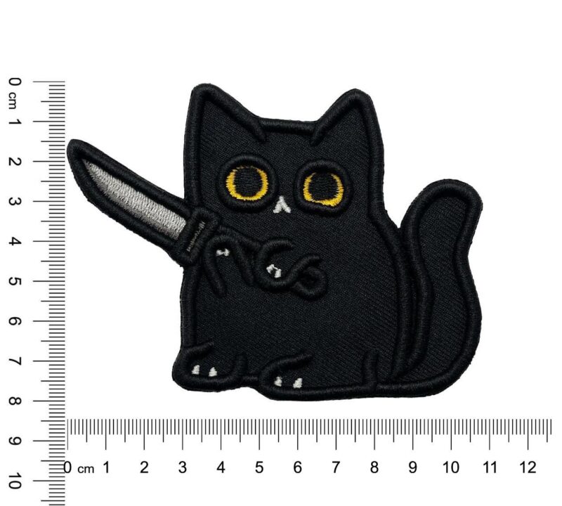 Crazy Cat with Knife Embroidered Patch - รูปภาพ 3