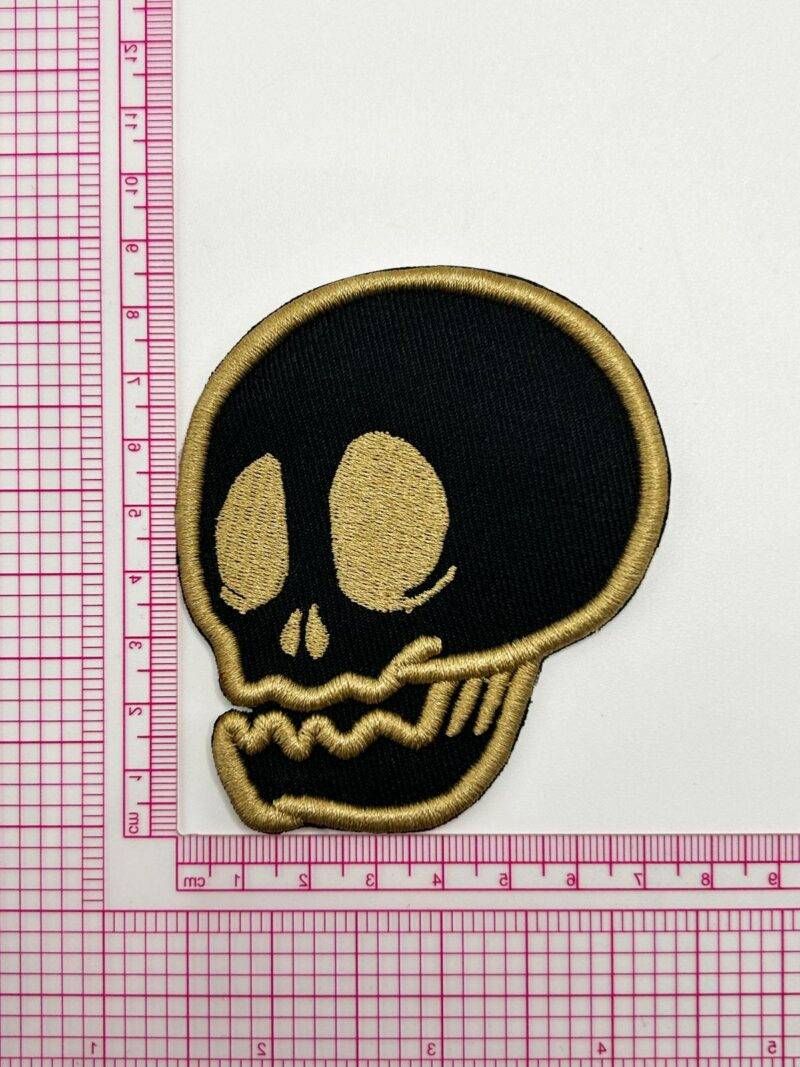 Golden Skull 3D Embroidered Patch - Image 2