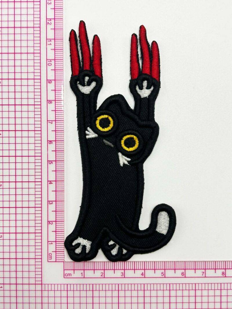 Black Cat Paws 3D Embroidered Patch - รูปภาพ 3